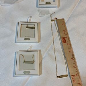 Mud Pie initial bar necklace goldtone 16" chain.  Your CHOICE